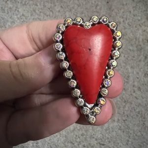 Red heart adjustable ring